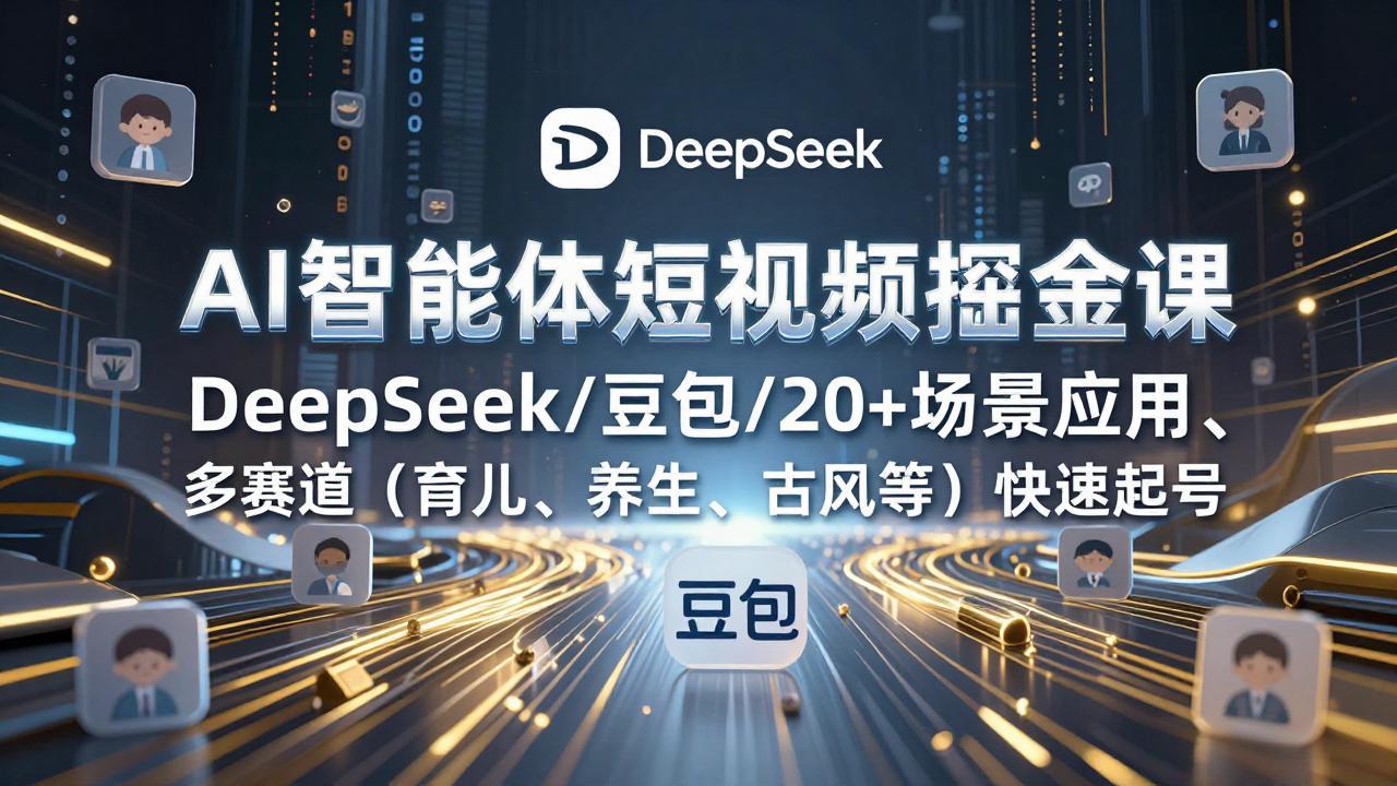 AI智能体短视频掘金课，DeepSeek/豆包/20+场景应用、多赛道(育儿、养生、古风等-萧谦网创