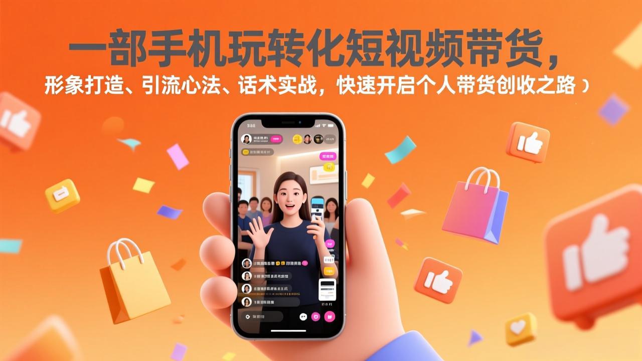 一部手机玩转化短视频带货，形象打造、引流心法、话术实战，快速开启个人带货创收之路-萧谦网创