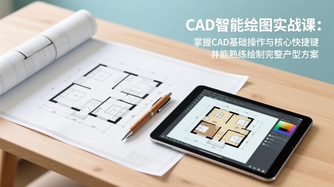 CAD智能绘图实战课:掌握CAD基础操作与核心快捷键,并能熟练绘制完整户型方案-萧谦网创